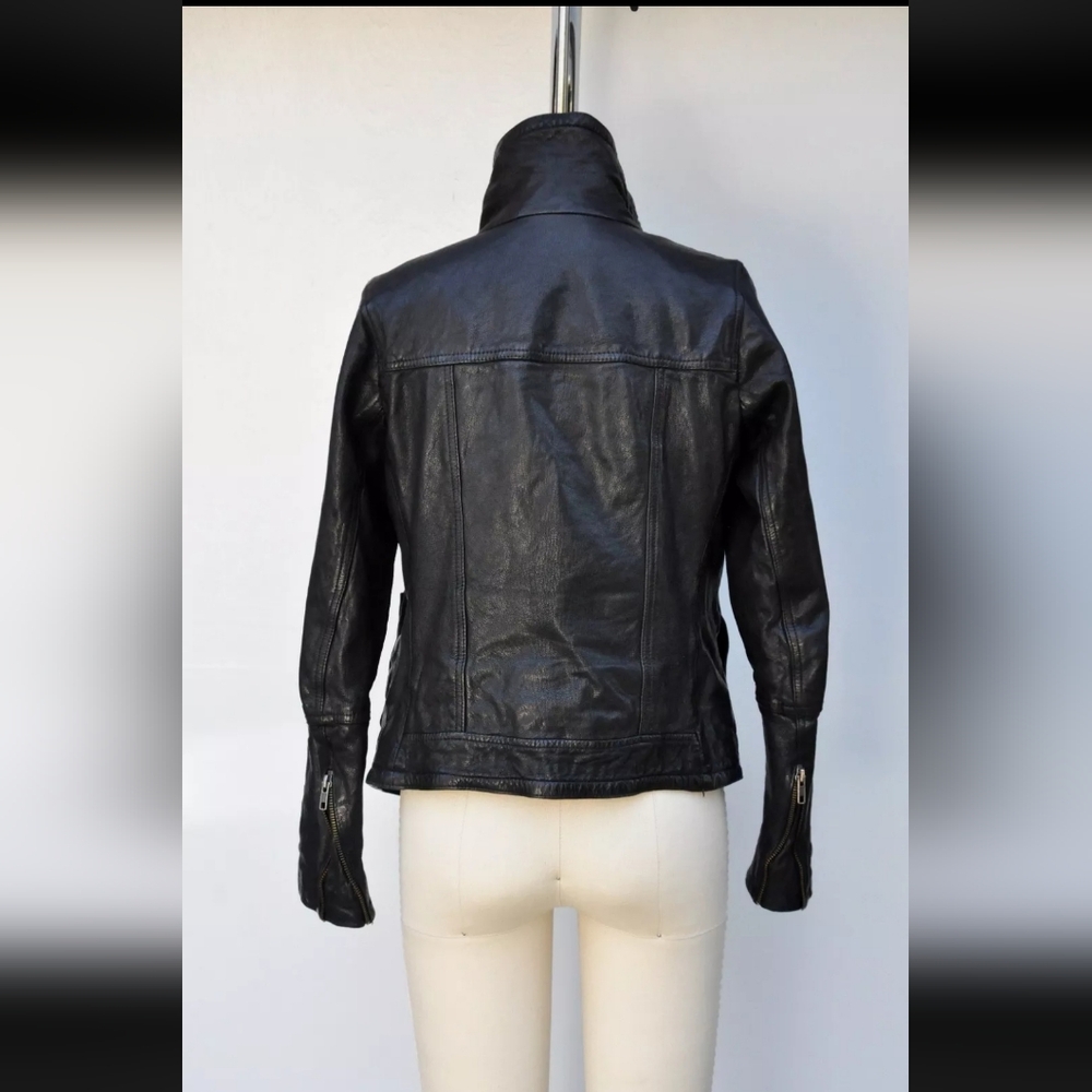 ALL SAINTS HESTON Black Leather Jacket - Biker Motorcycle Rocker Punk Supple - Picture 7 of 12